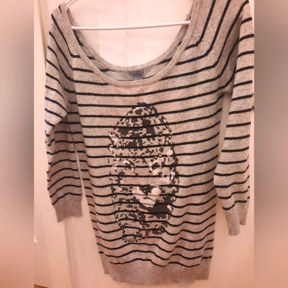 Striped bejeweled tiger sweater